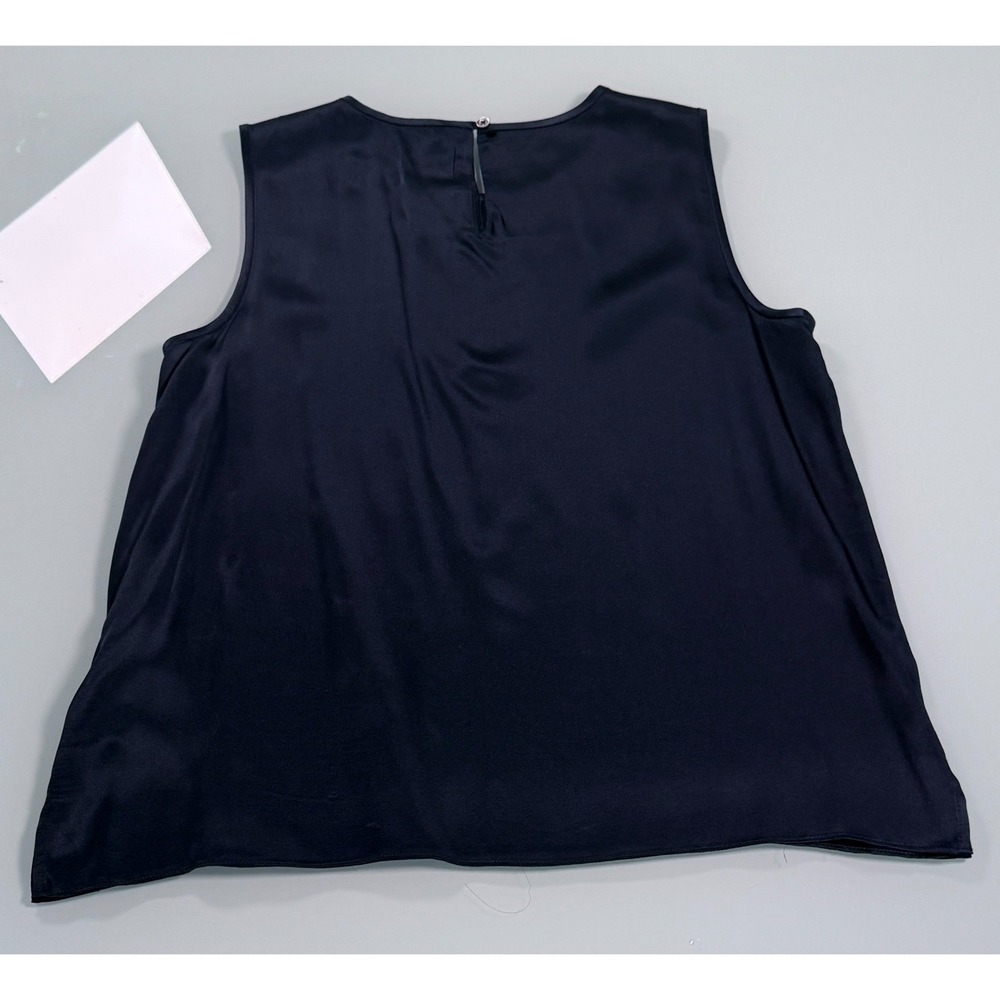 Brooks Brothers 100% Silk Navy Blue Sleeveless Blouse Shell Top Keyhole Womens-8 - Picture 2 of 11